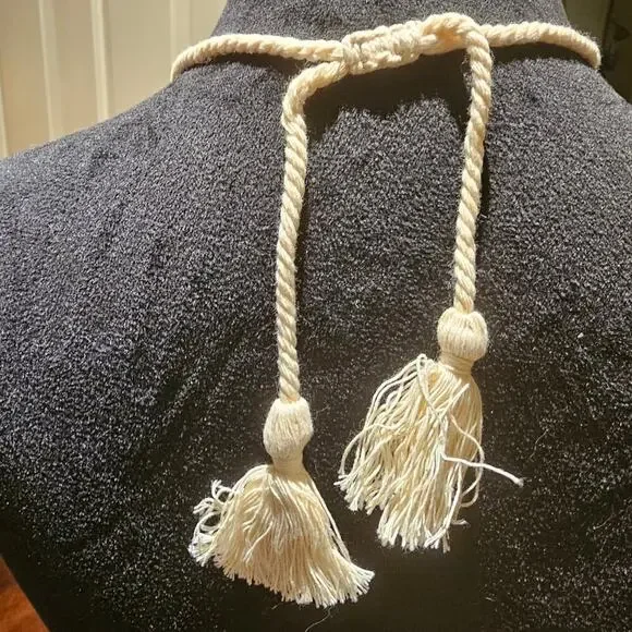 Macramé Necklace & Earring Set Boho Fringe Statement Natural Fiber Jewelry - Picture 7 of 7